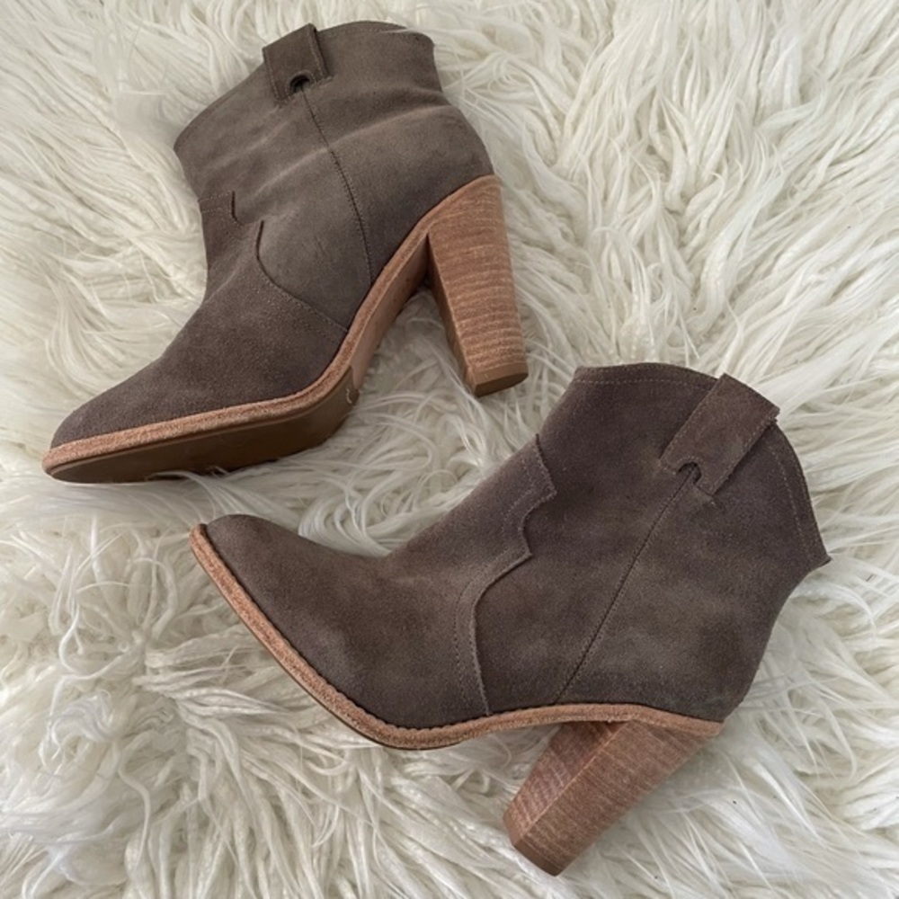Joie taupe leather suede heeled booties size 38